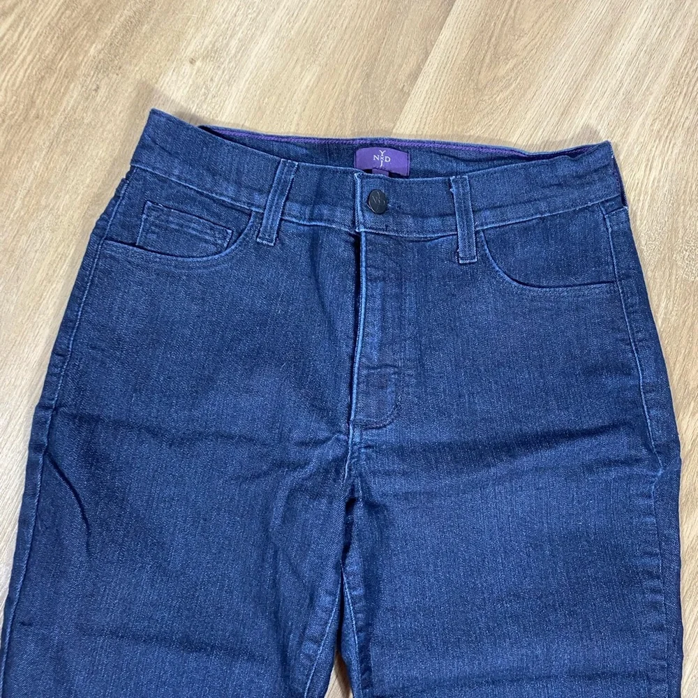 NYDJ Straight Crop Dark Blue Denim Jeans size 6P - Picture 4 of 14
